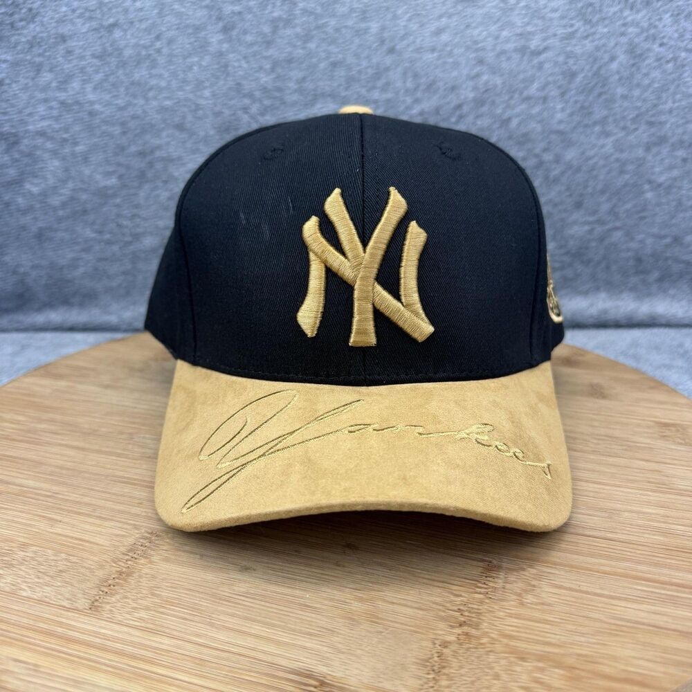 New York Yankees Hat Cap Strap Back One Size Black Tan New Era 9FORTY MLB
